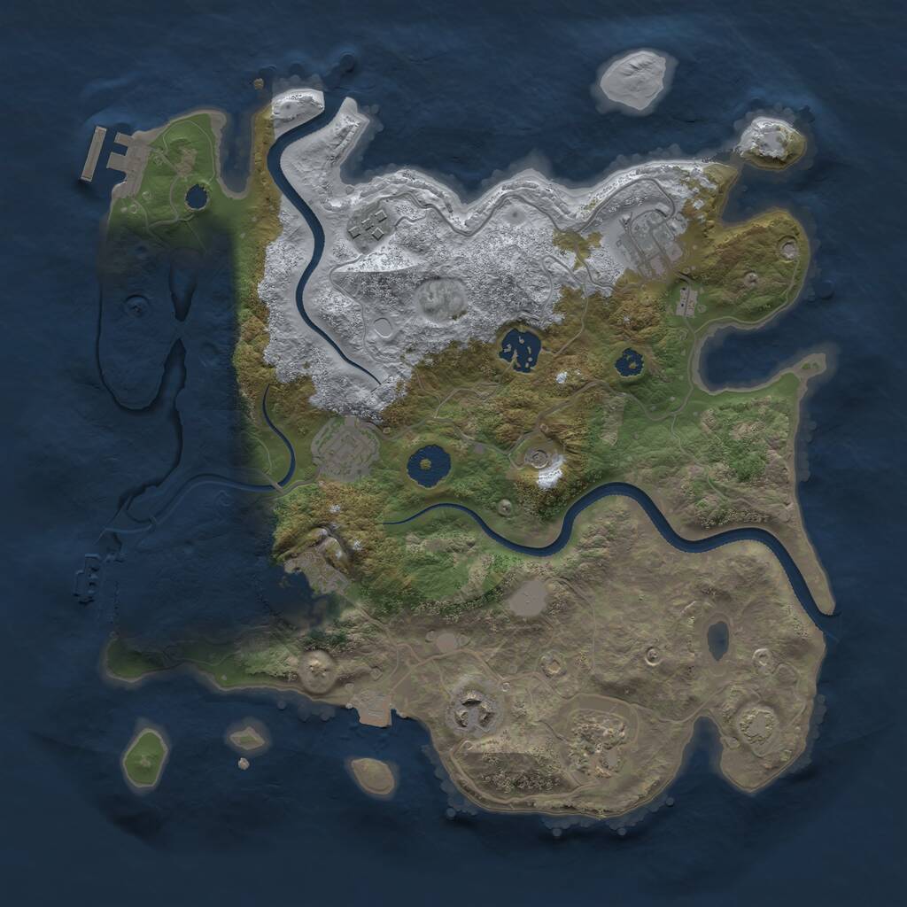 Rust Map: Procedural Map, Size: 3300, Seed: 2066308214, 12 Monuments