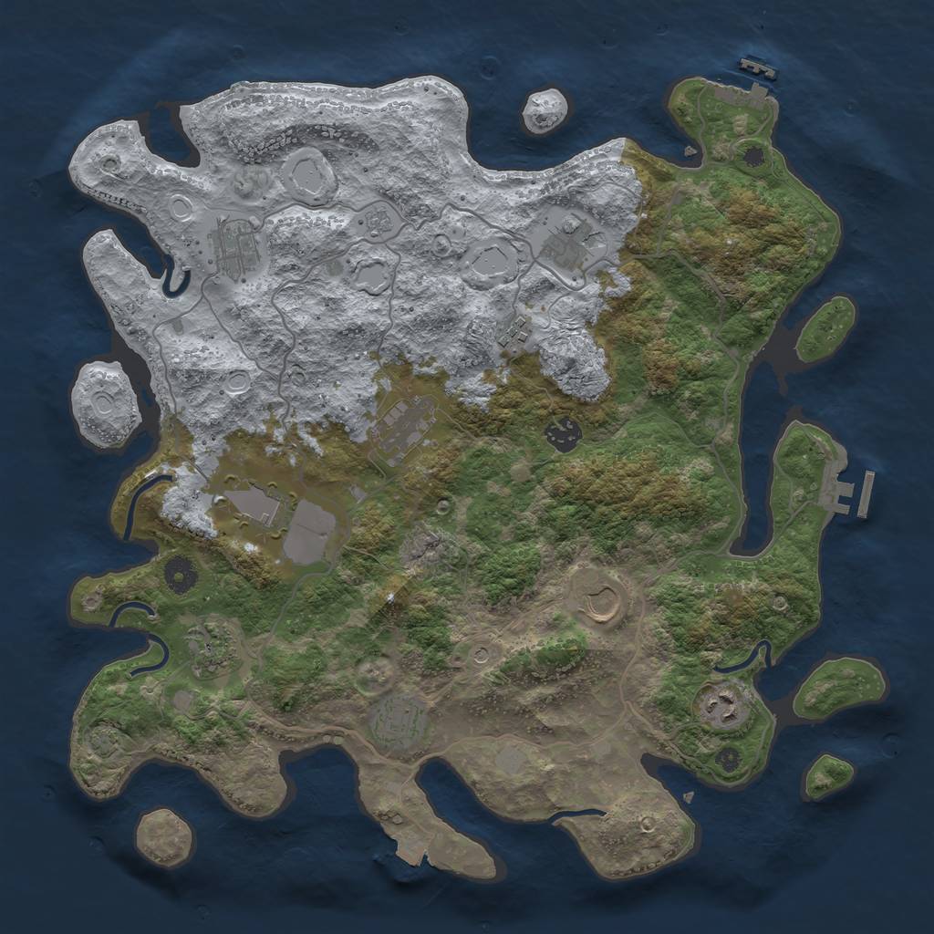 Rust Map: Procedural Map, Size: 4000, Seed: 2123075522, 18 Monuments