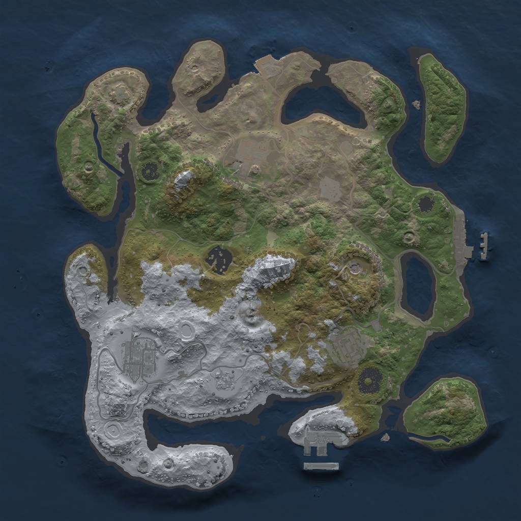 Rust Map: Procedural Map, Size: 3000, Seed: 1919857565, 12 Monuments