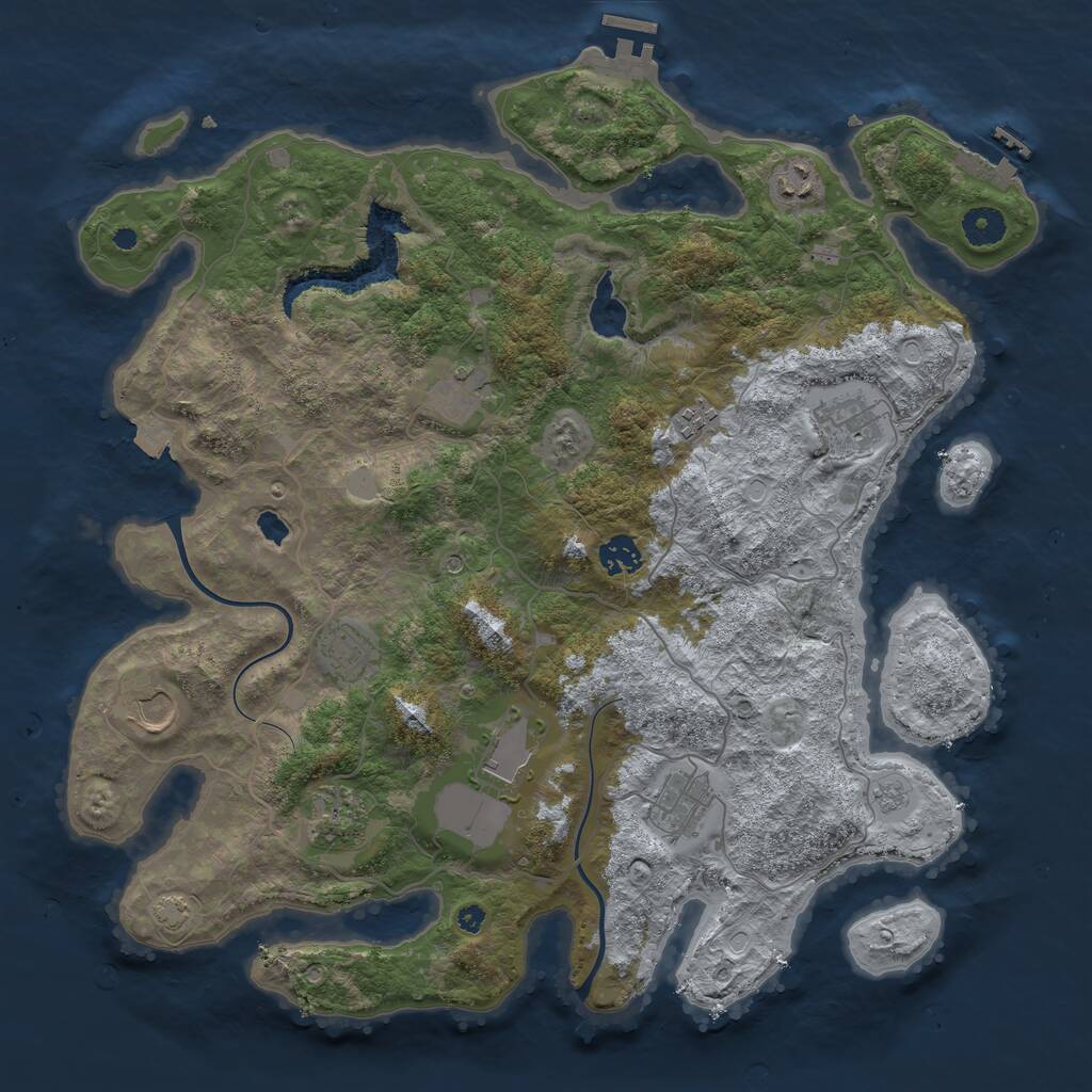 Rust Map: Procedural Map, Size: 4000, Seed: 390561816, 16 Monuments