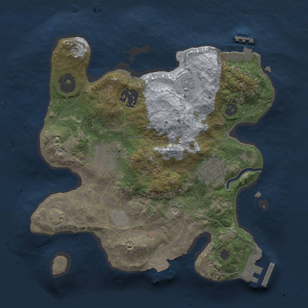 Rust Map: Procedural Map, Size: 2500, Seed: 1307950104, 11 Monuments