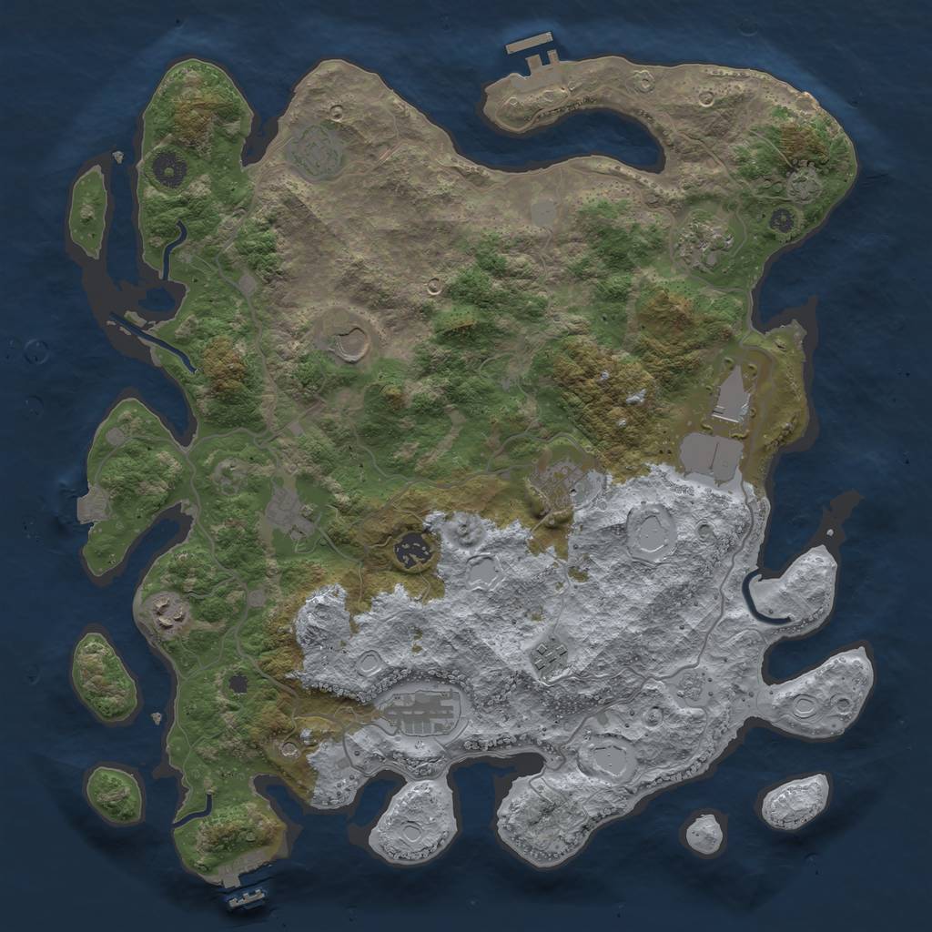 Rust Map: Procedural Map, Size: 4000, Seed: 999811129, 18 Monuments