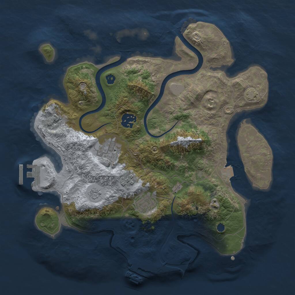 Rust Map: Procedural Map, Size: 3000, Seed: 9653814, 9 Monuments
