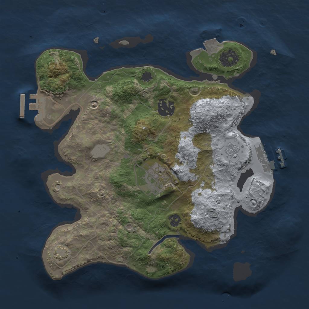 Rust Map: Procedural Map, Size: 2600, Seed: 930921454, 9 Monuments