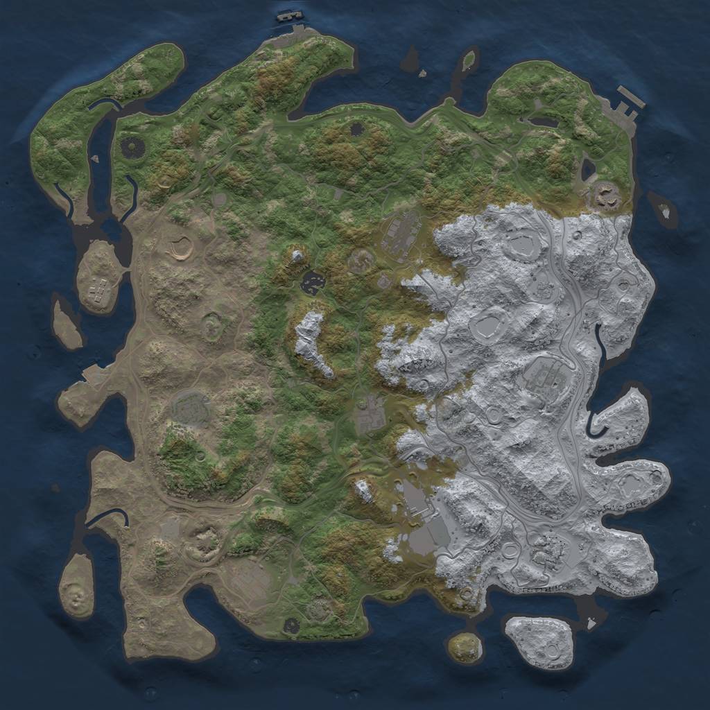 Rust Map: Procedural Map, Size: 4500, Seed: 936517, 19 Monuments