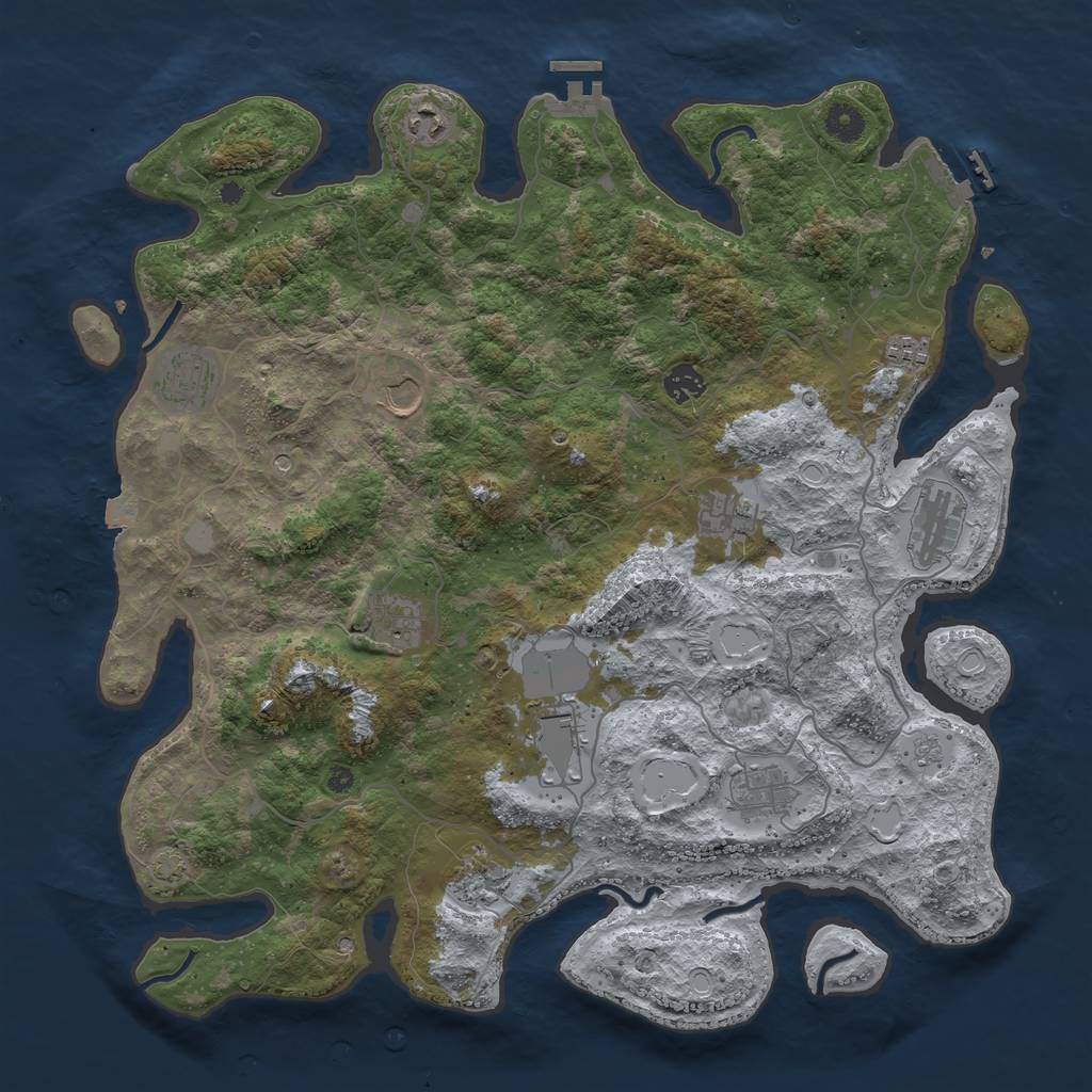 Rust Map: Procedural Map, Size: 4200, Seed: 1355098350, 19 Monuments