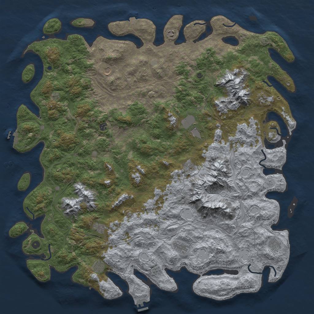 Rust Map: Procedural Map, Size: 6000, Seed: 64816067, 19 Monuments