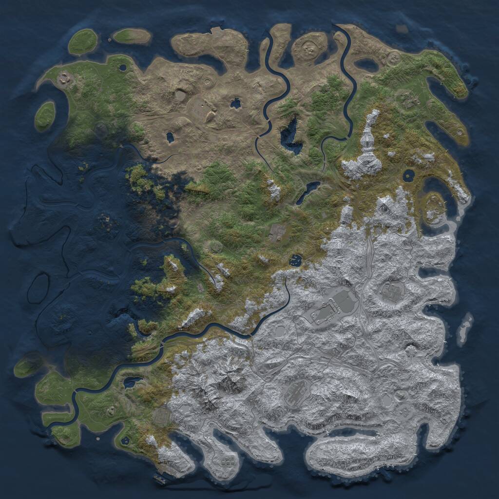 Rust Map: Procedural Map, Size: 6000, Seed: 64816067, 17 Monuments