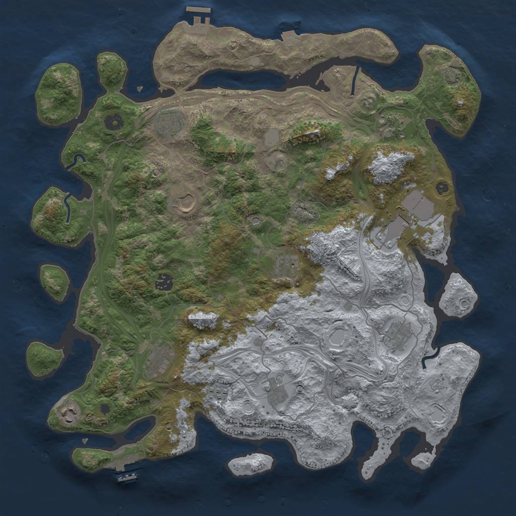 Rust Map: Procedural Map, Size: 4250, Seed: 747274709, 19 Monuments