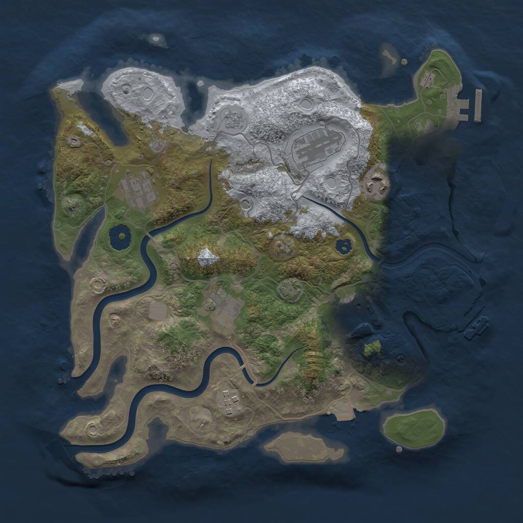 Rust Map: Procedural Map, Size: 3250, Seed: 2654810, 12 Monuments