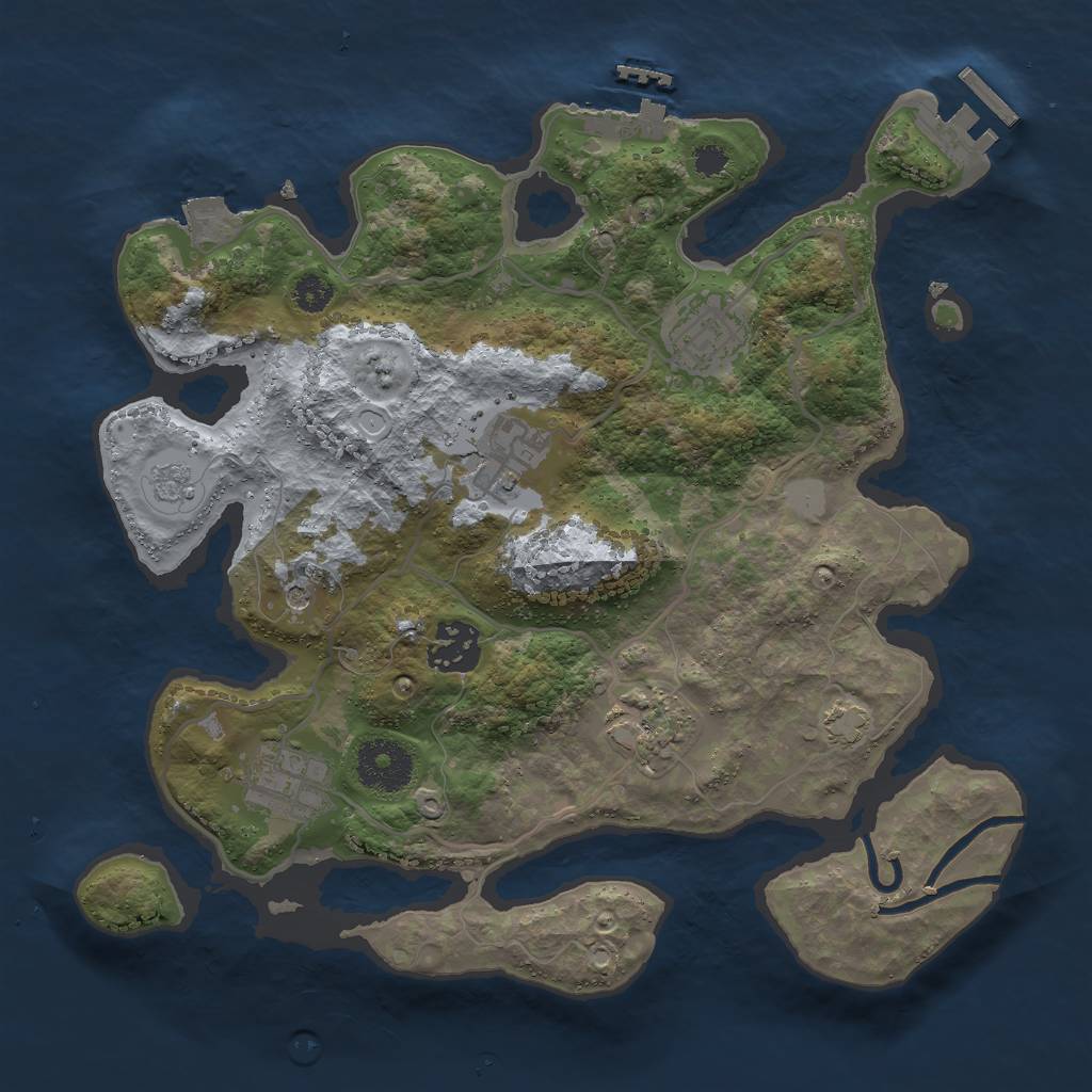 Rust Map: Procedural Map, Size: 3000, Seed: 240640769, 13 Monuments