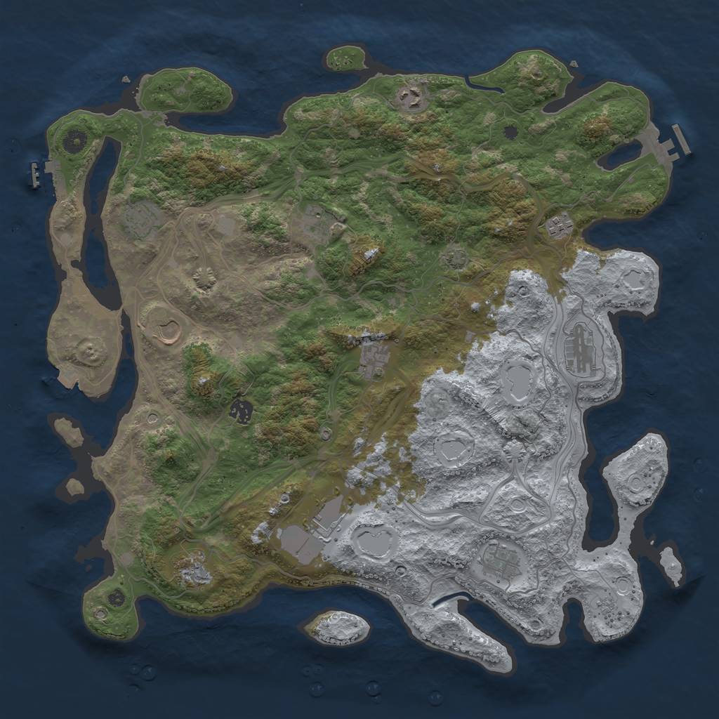 Rust Map: Procedural Map, Size: 4500, Seed: 57776757, 19 Monuments