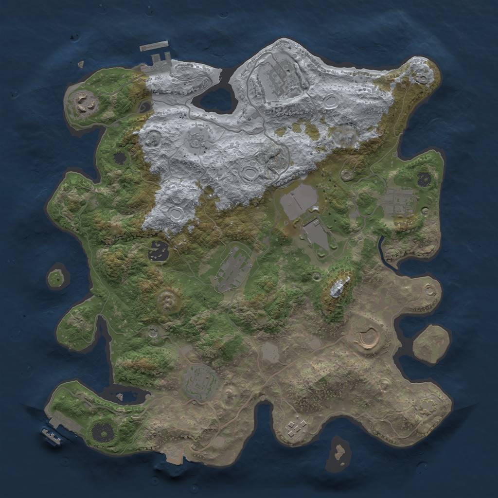 Rust Map: Procedural Map, Size: 3500, Seed: 1586544950, 17 Monuments