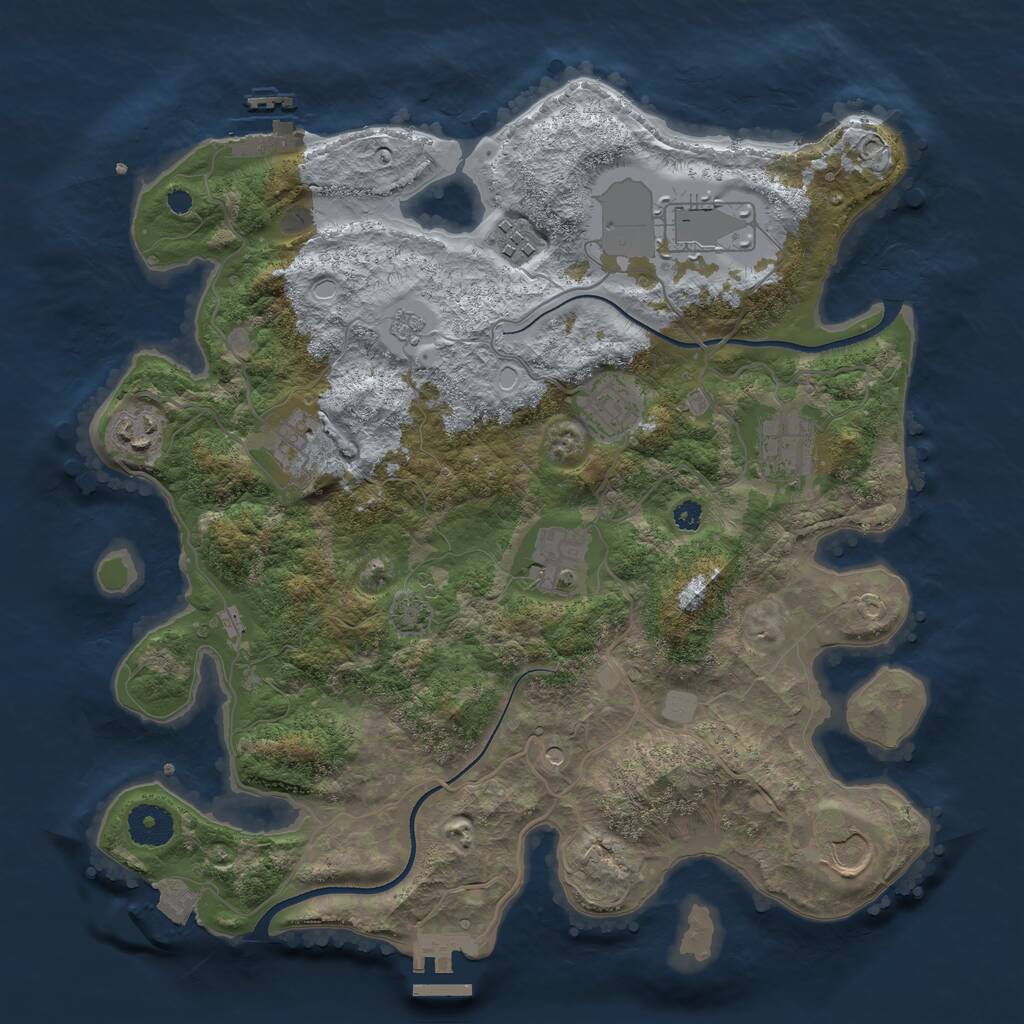 Rust Map: Procedural Map, Size: 3500, Seed: 1586544950, 14 Monuments