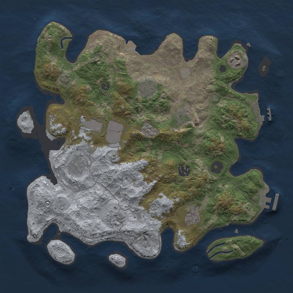 Rust Map: Procedural Map, Size: 3500, Seed: 519199566, 17 Monuments