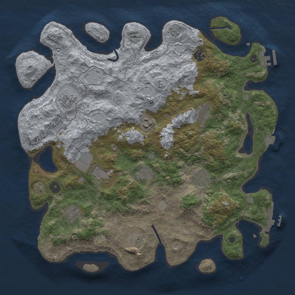 Rust Map: Procedural Map, Size: 4000, Seed: 1915742357, 18 Monuments