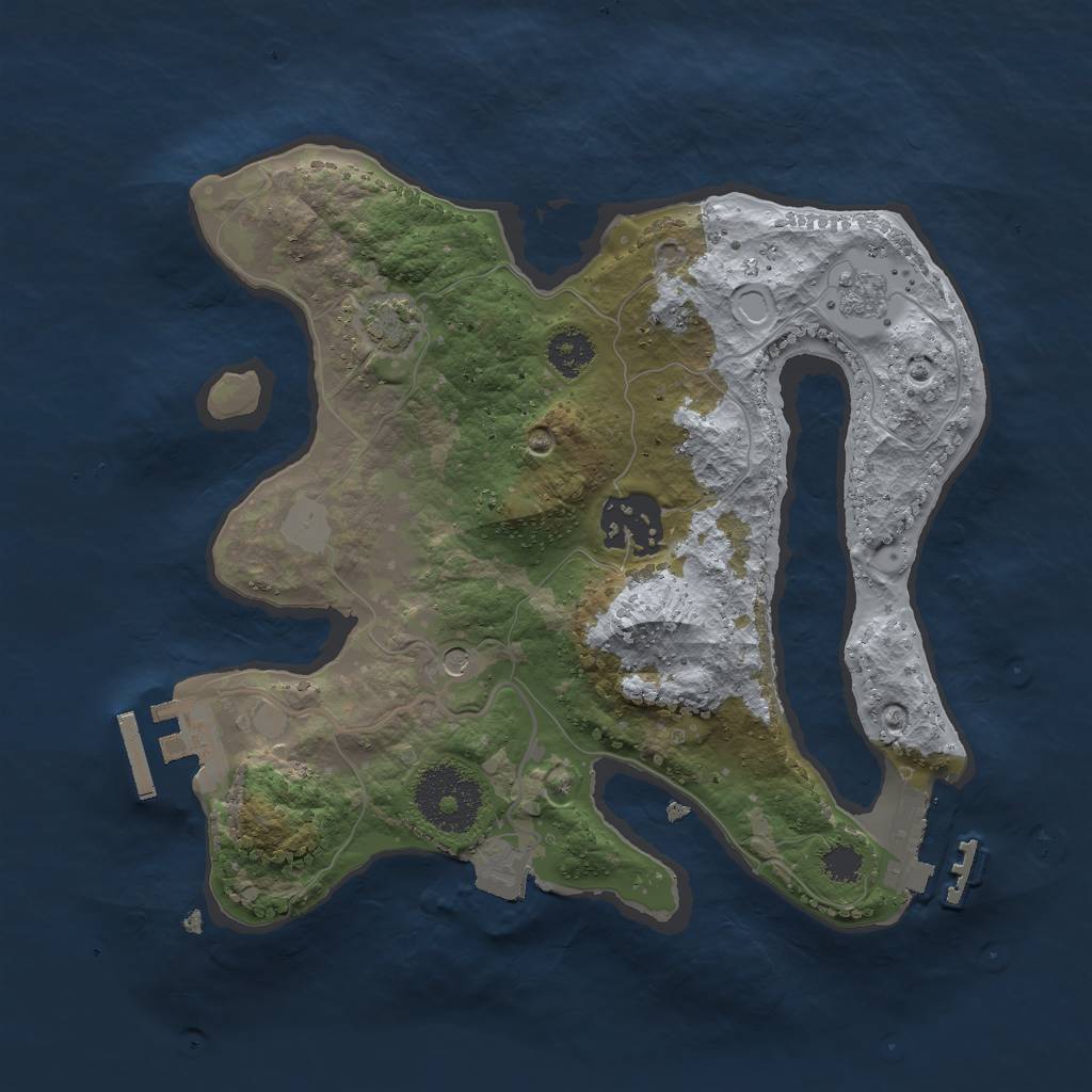 Rust Map: Procedural Map, Size: 2500, Seed: 1978288088, 9 Monuments