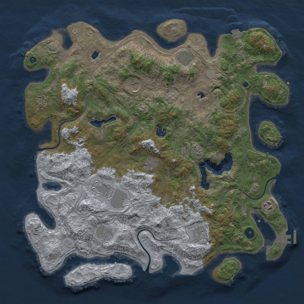 Rust Map: Procedural Map, Size: 4500, Seed: 1087149543, 15 Monuments