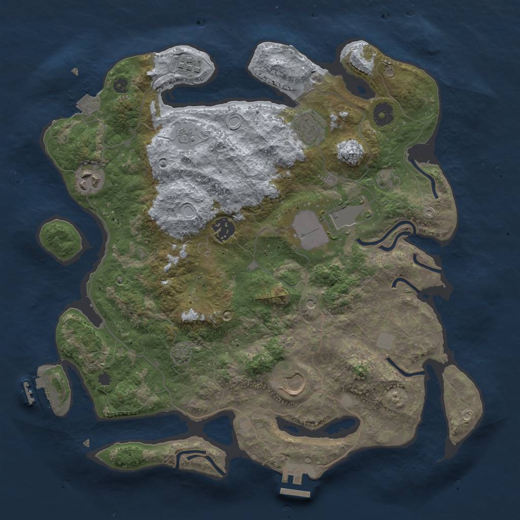 Rust Map: Procedural Map, Size: 3500, Seed: 5688134, 14 Monuments