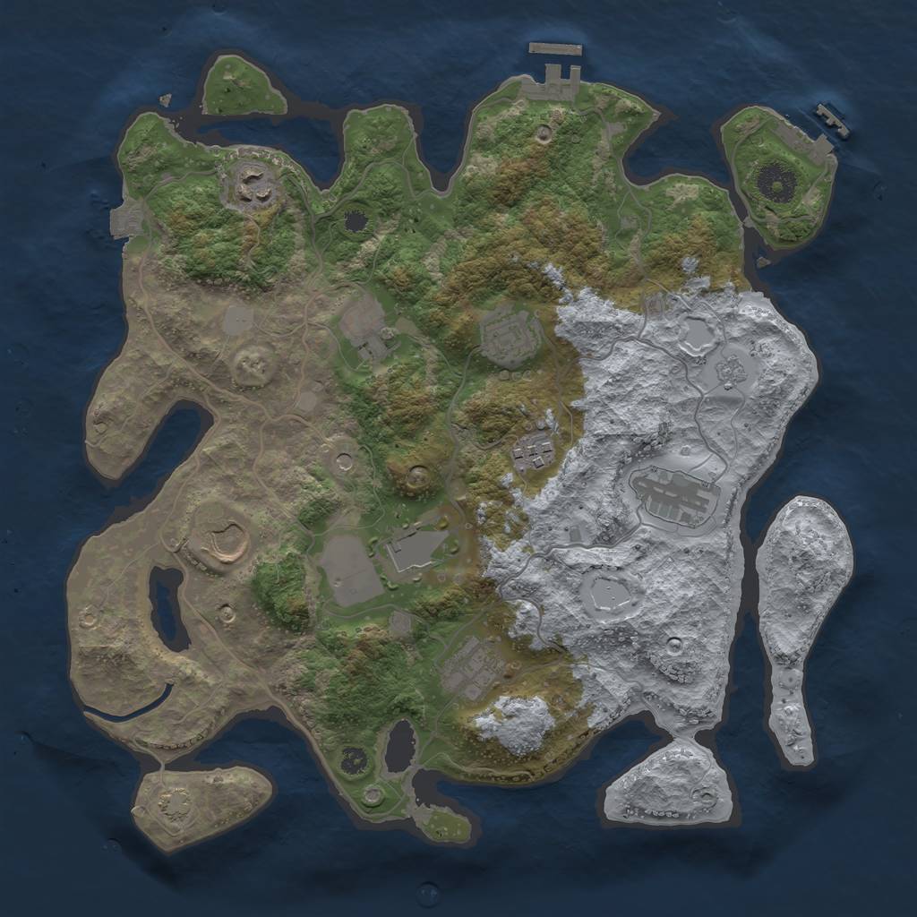 Rust Map: Procedural Map, Size: 3500, Seed: 422840516, 16 Monuments