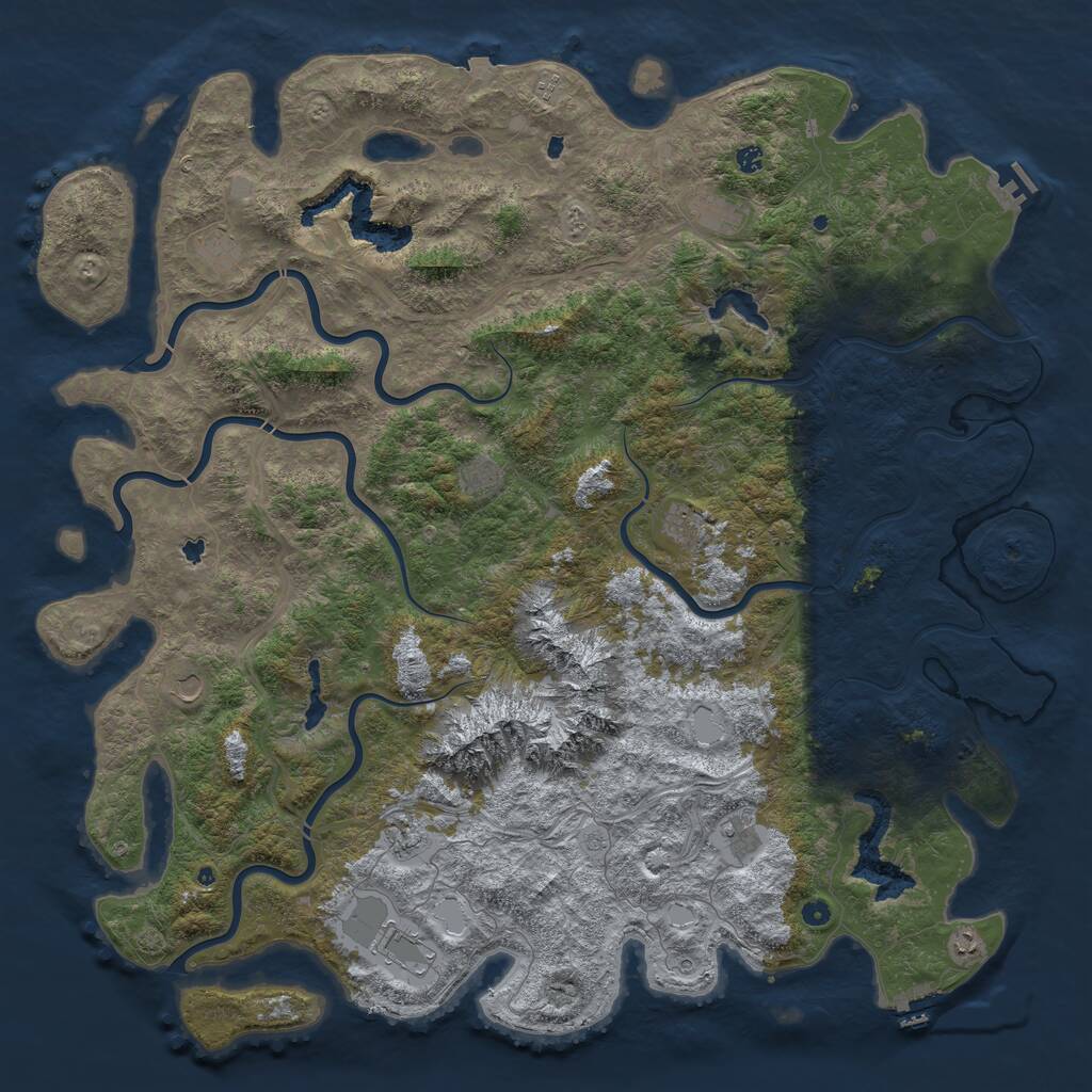 Rust Map: Procedural Map, Size: 6000, Seed: 535576321, 17 Monuments