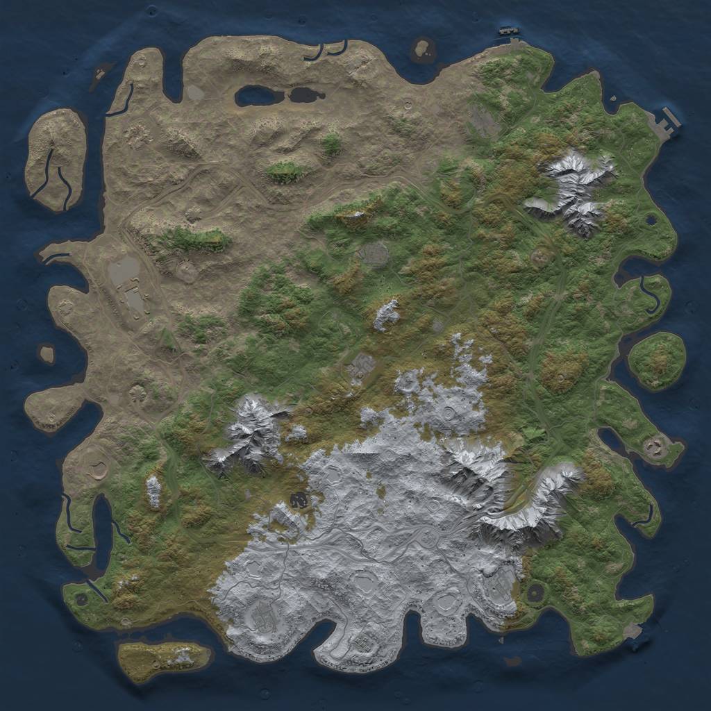 Rust Map: Procedural Map, Size: 6000, Seed: 535576321, 19 Monuments