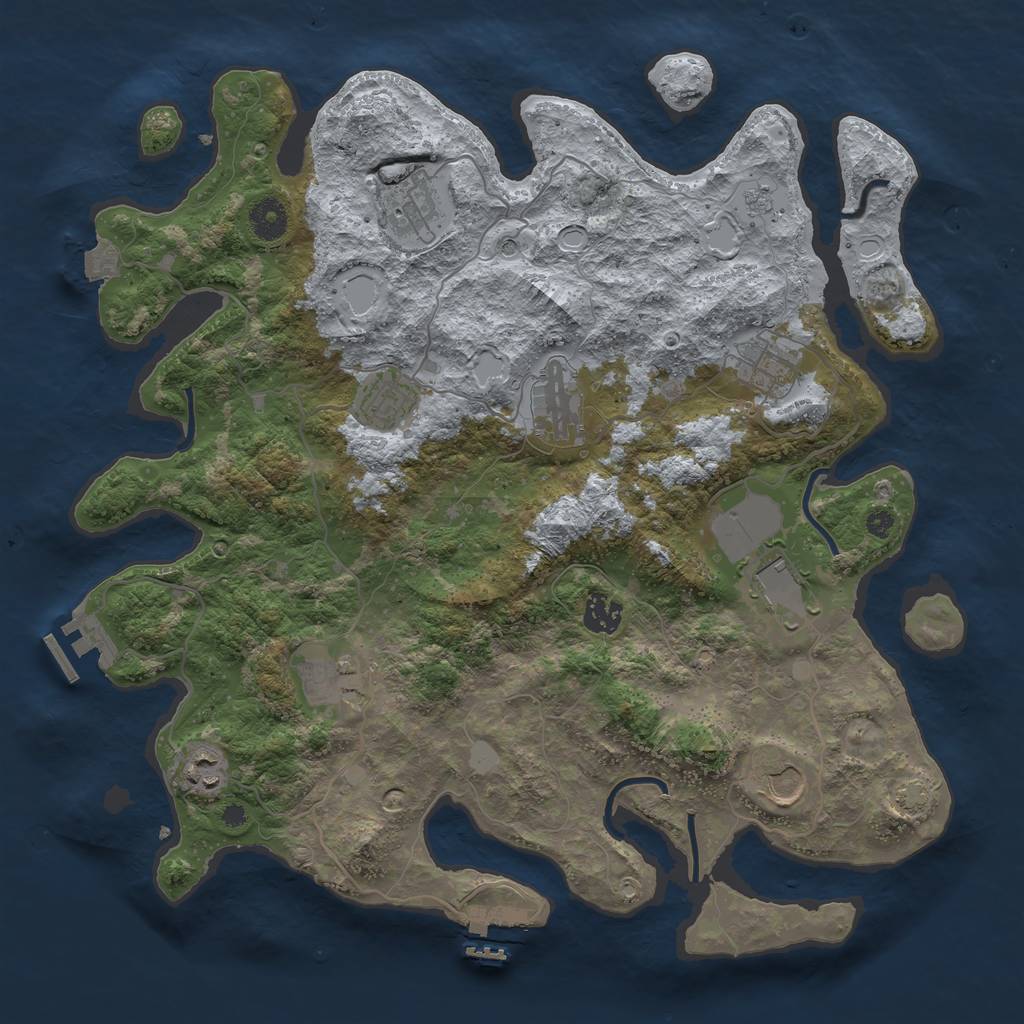 Rust Map: Procedural Map, Size: 3850, Seed: 1237940116, 17 Monuments