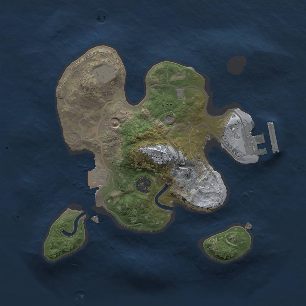 Rust Map: Procedural Map, Size: 2000, Seed: 2072717935, 4 Monuments