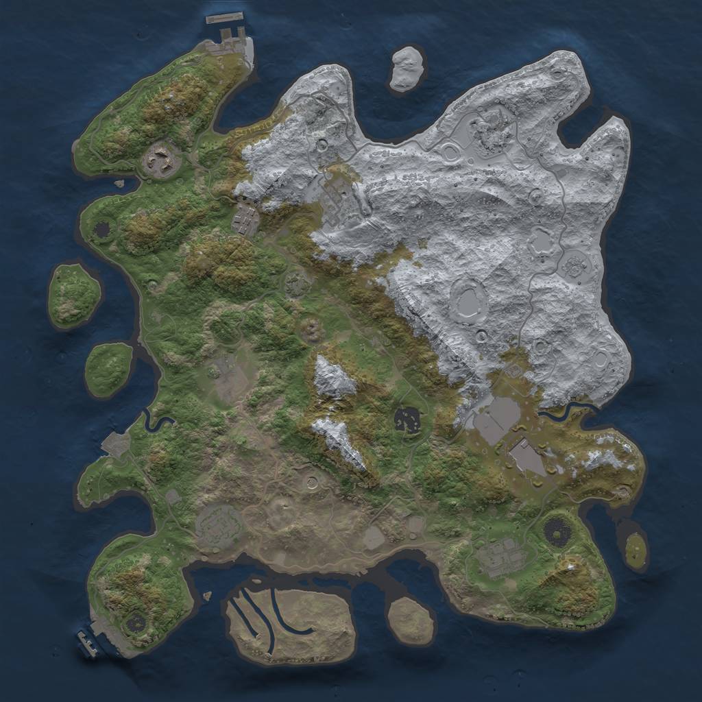 Rust Map: Procedural Map, Size: 3800, Seed: 1876587101, 17 Monuments