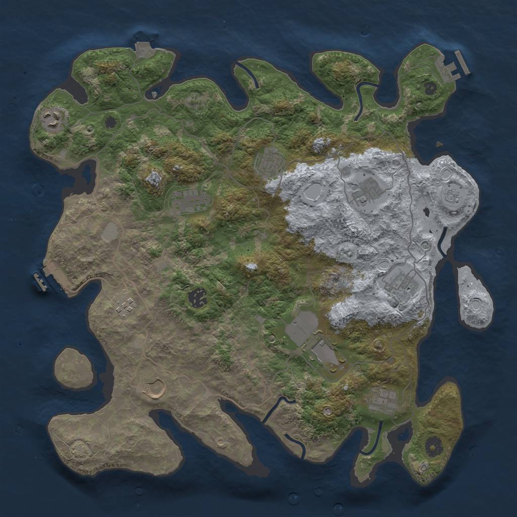 Rust Map: Procedural Map, Size: 4000, Seed: 1300913694, 18 Monuments