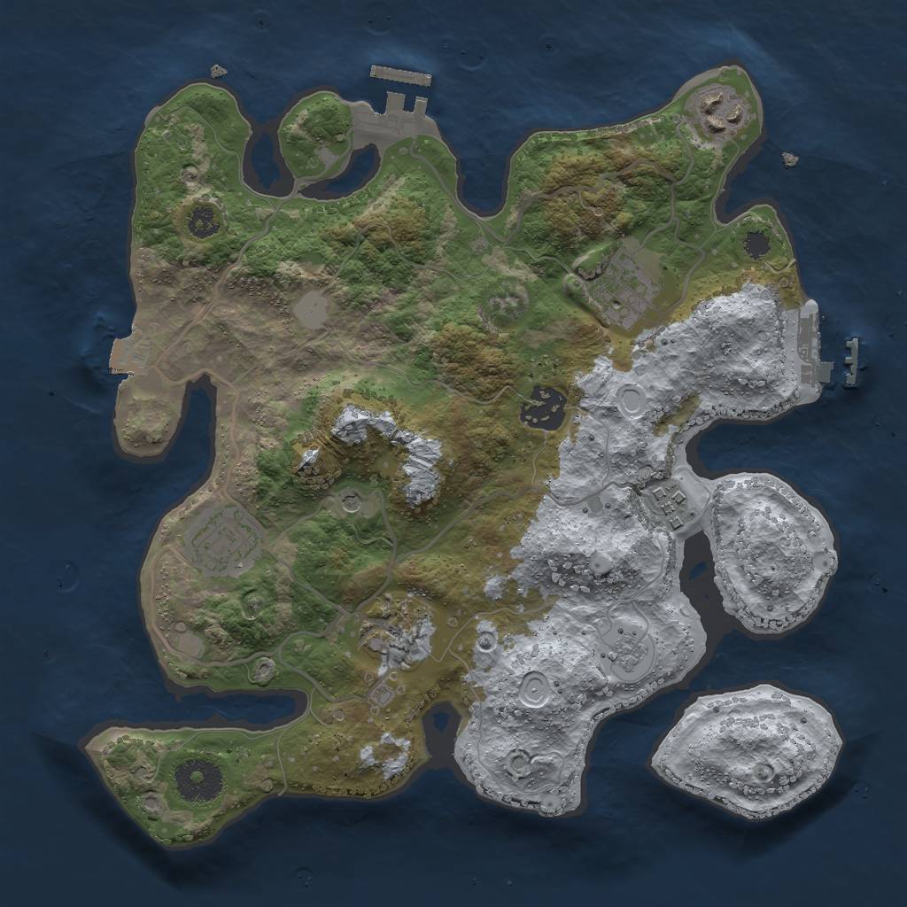 Rust Map: Procedural Map, Size: 3000, Seed: 1355098350, 13 Monuments
