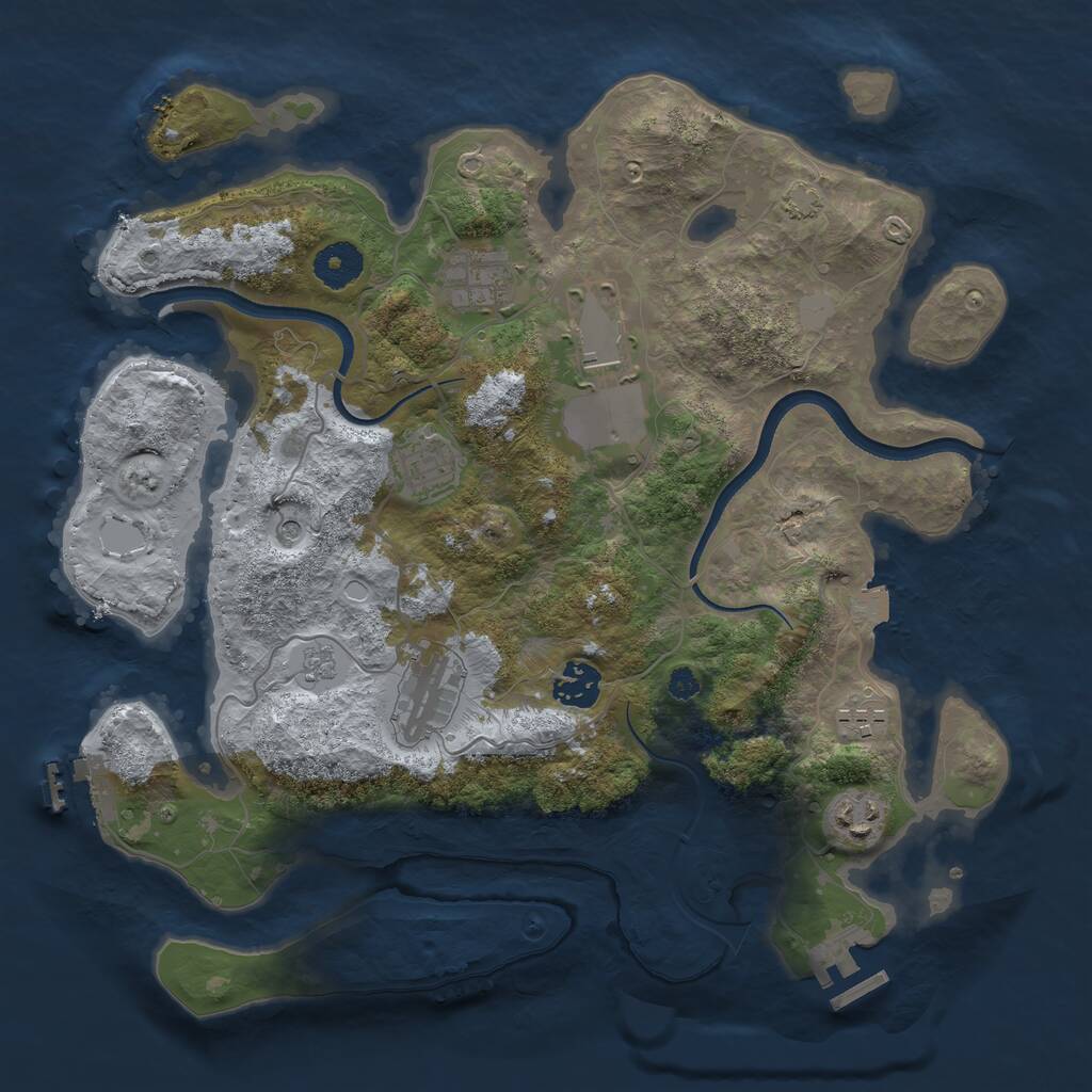 Rust Map: Procedural Map, Size: 3500, Seed: 7475, 13 Monuments