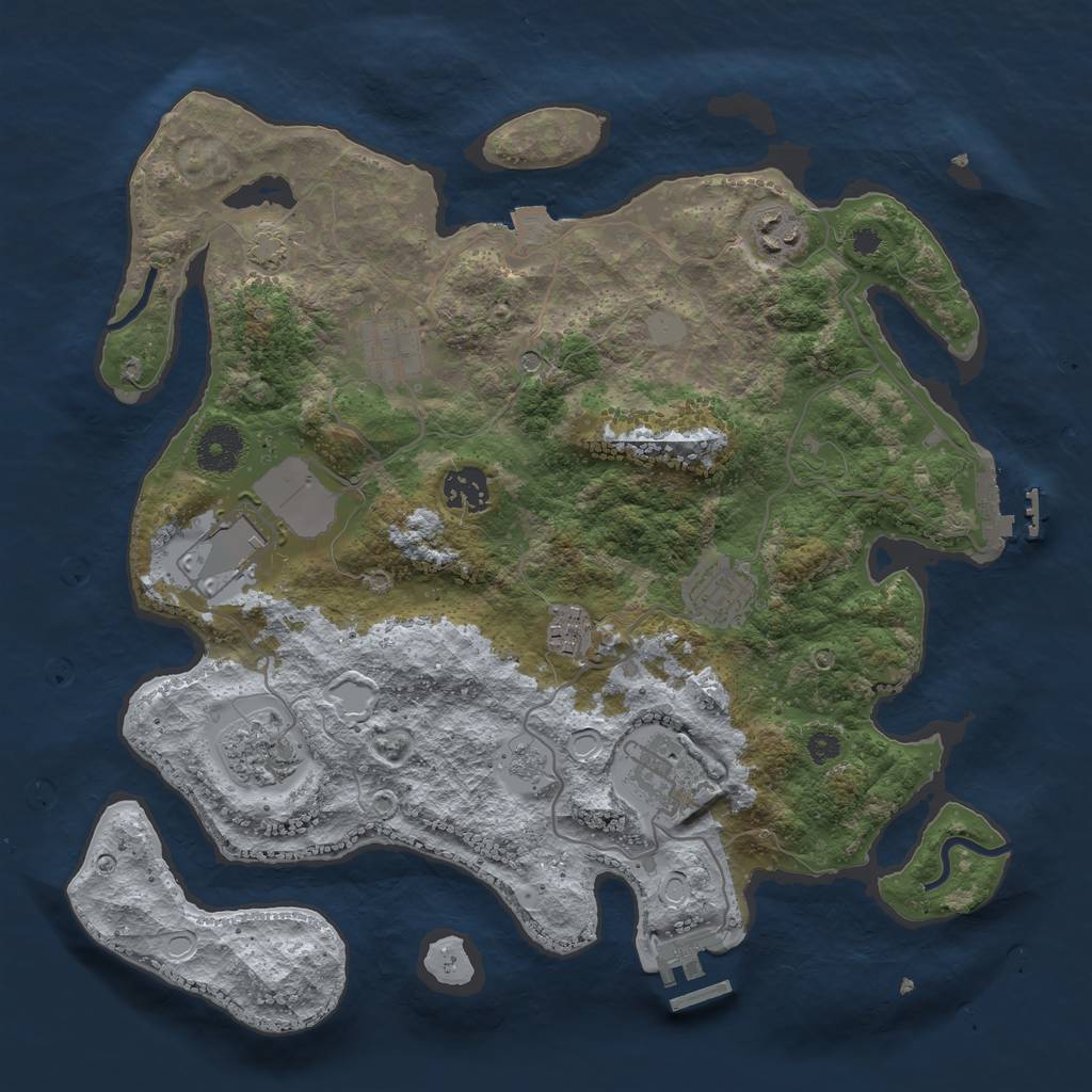 Rust Map: Procedural Map, Size: 3500, Seed: 981085821, 16 Monuments