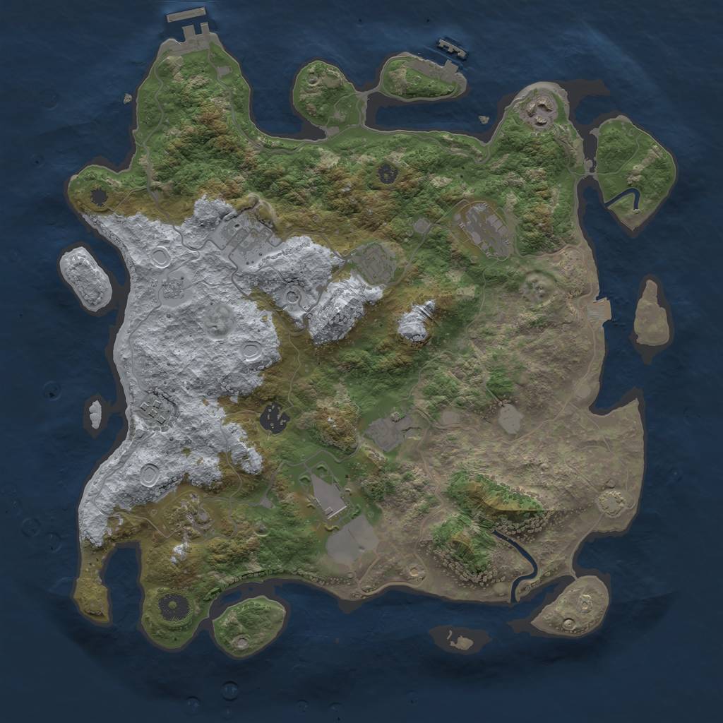 Rust Map: Procedural Map, Size: 3750, Seed: 9132, 17 Monuments