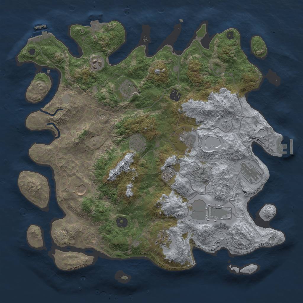 Rust Map: Procedural Map, Size: 4000, Seed: 1145252303, 18 Monuments