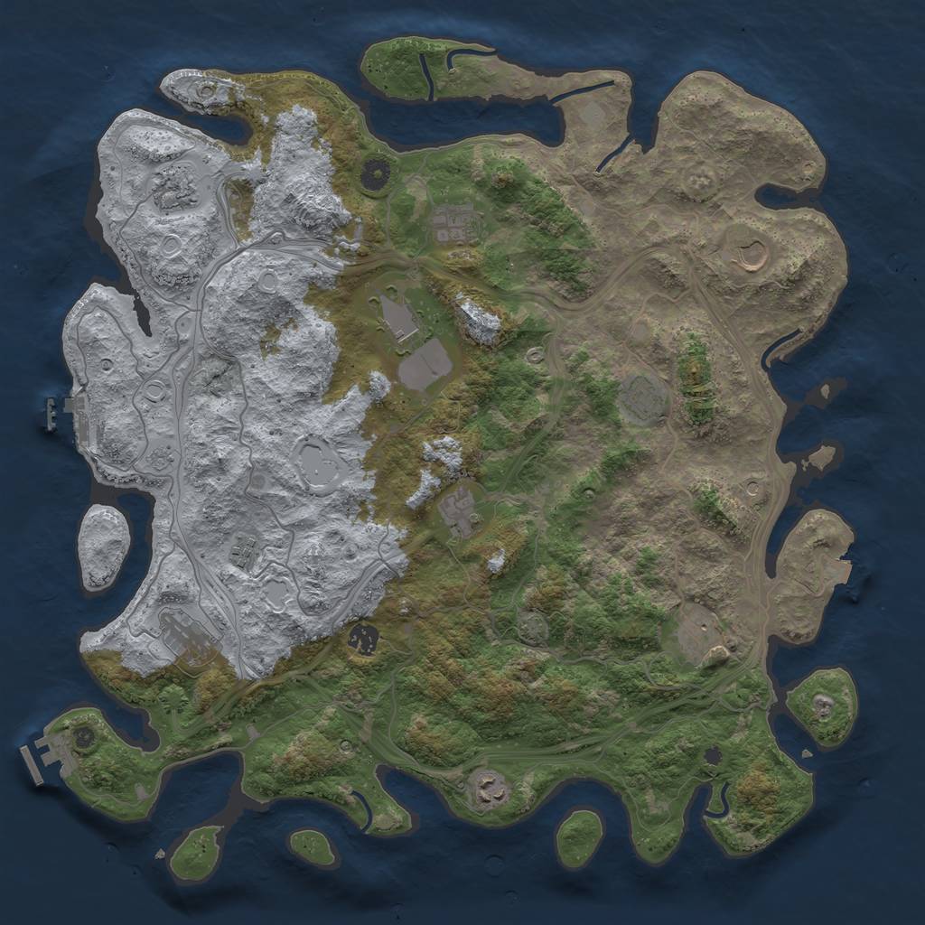 Rust Map: Procedural Map, Size: 4500, Seed: 350249186, 19 Monuments