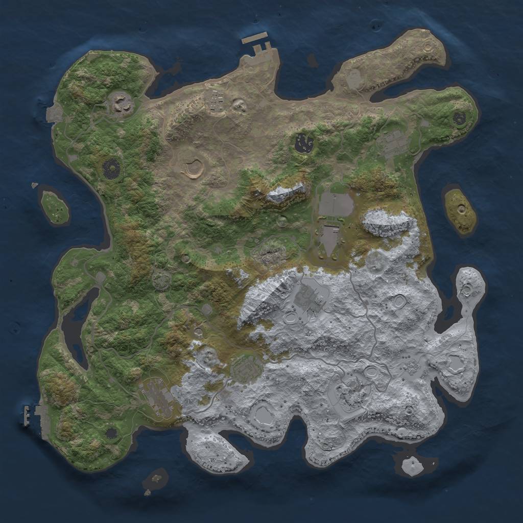 Rust Map: Procedural Map, Size: 4000, Seed: 1348025229, 18 Monuments
