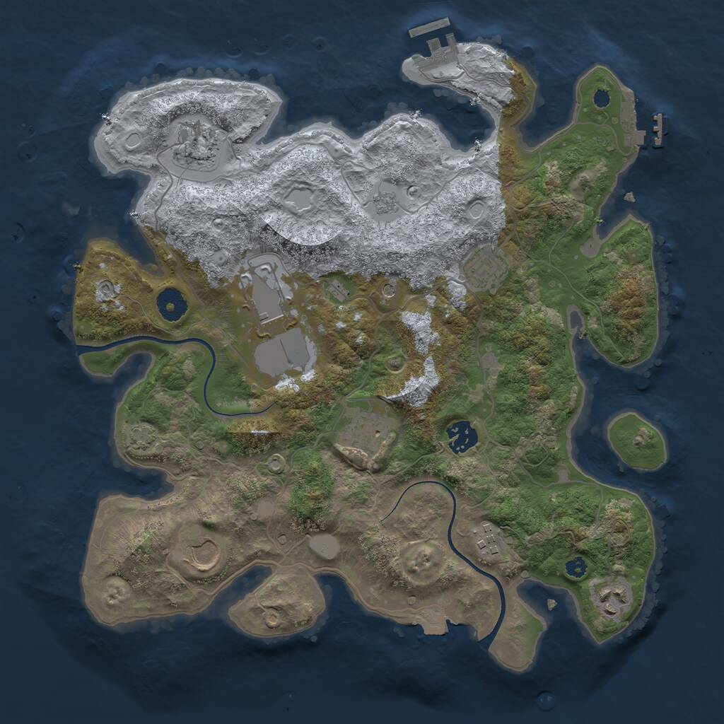 Rust Map: Procedural Map, Size: 3500, Seed: 1292488579, 14 Monuments