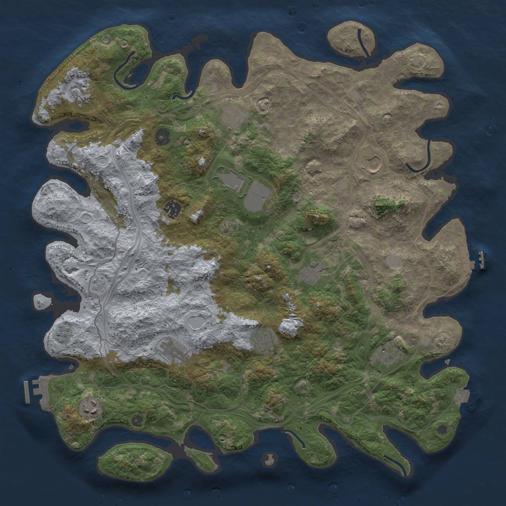 Rust Map: Procedural Map, Size: 4500, Seed: 2113396574, 19 Monuments