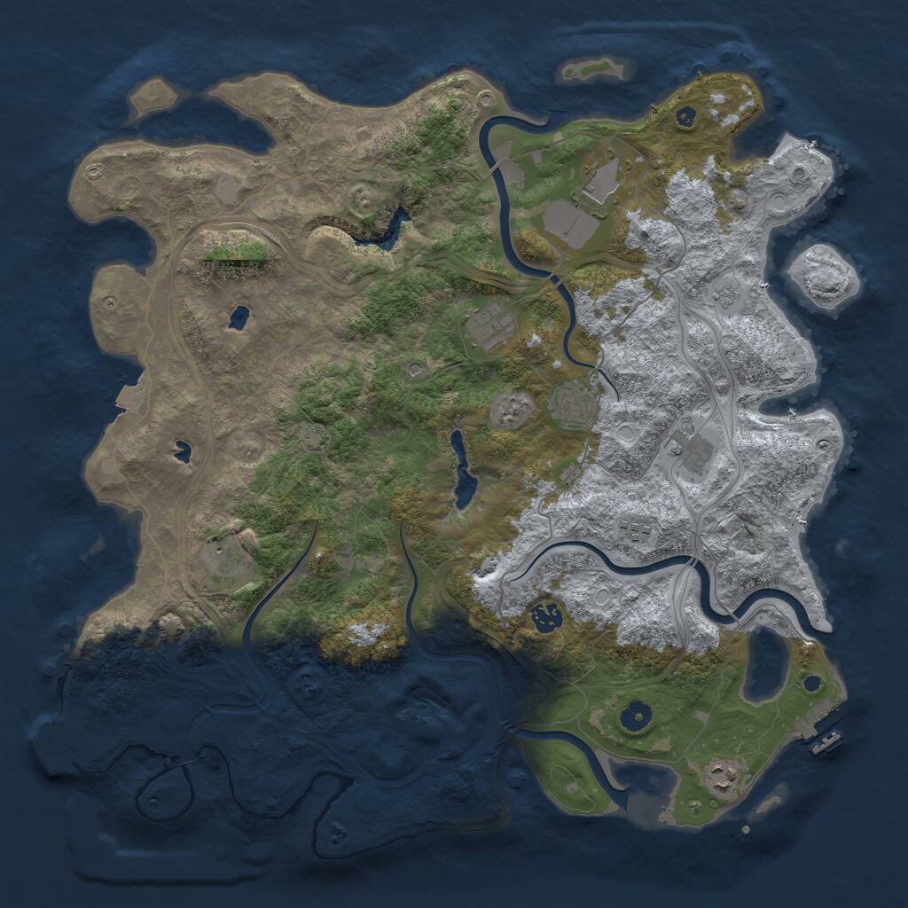 Rust Map: Procedural Map, Size: 4500, Seed: 1176210490, 14 Monuments