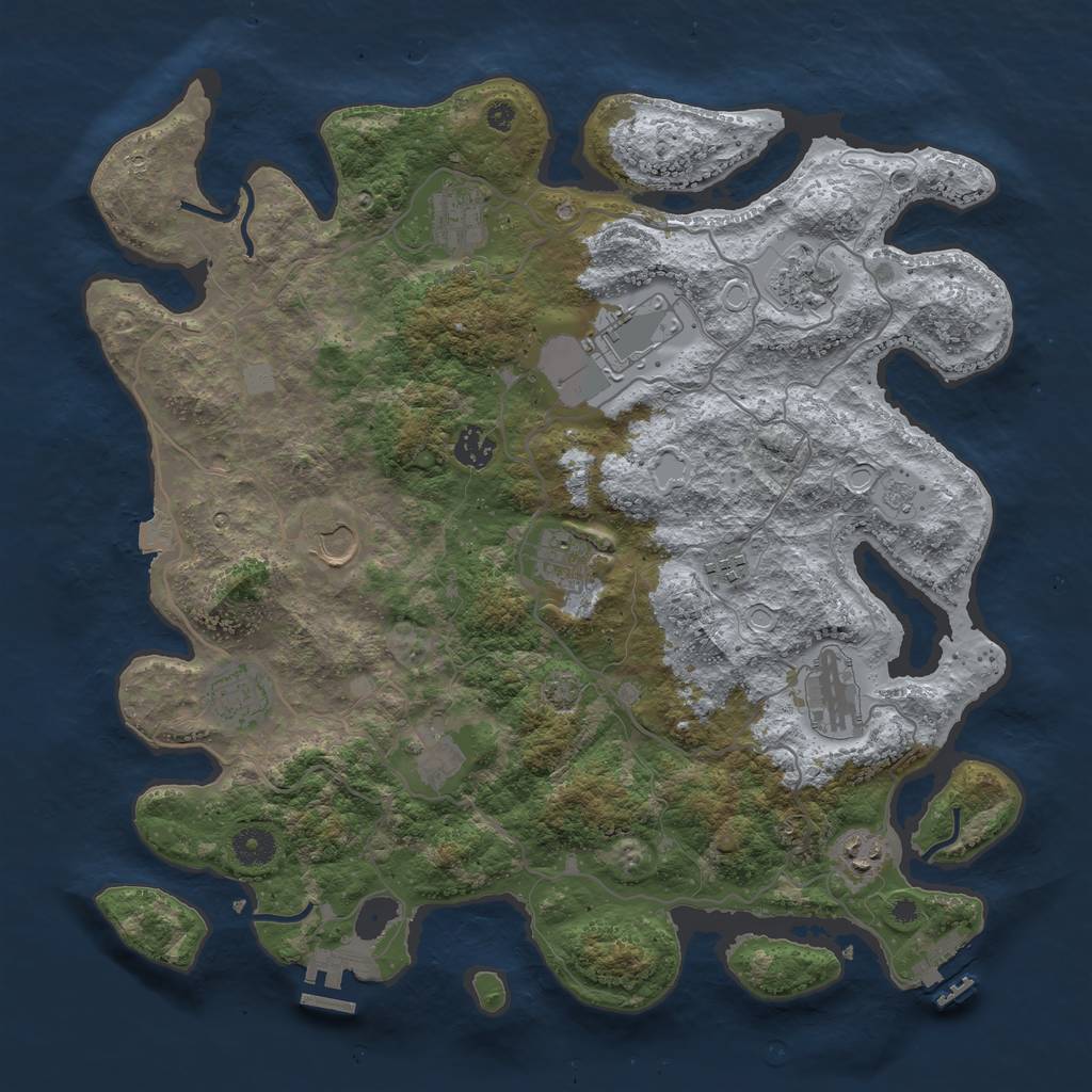 Rust Map: Procedural Map, Size: 4000, Seed: 1686640776, 18 Monuments