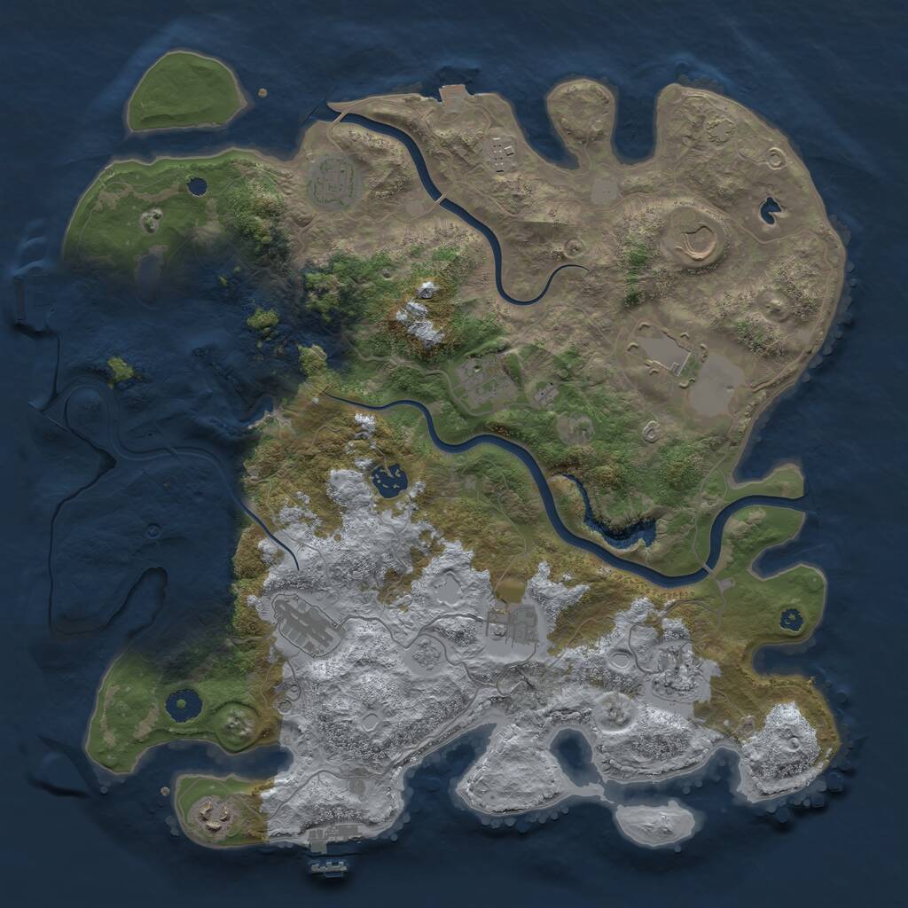 Rust Map: Procedural Map, Size: 4000, Seed: 1356455399, 16 Monuments