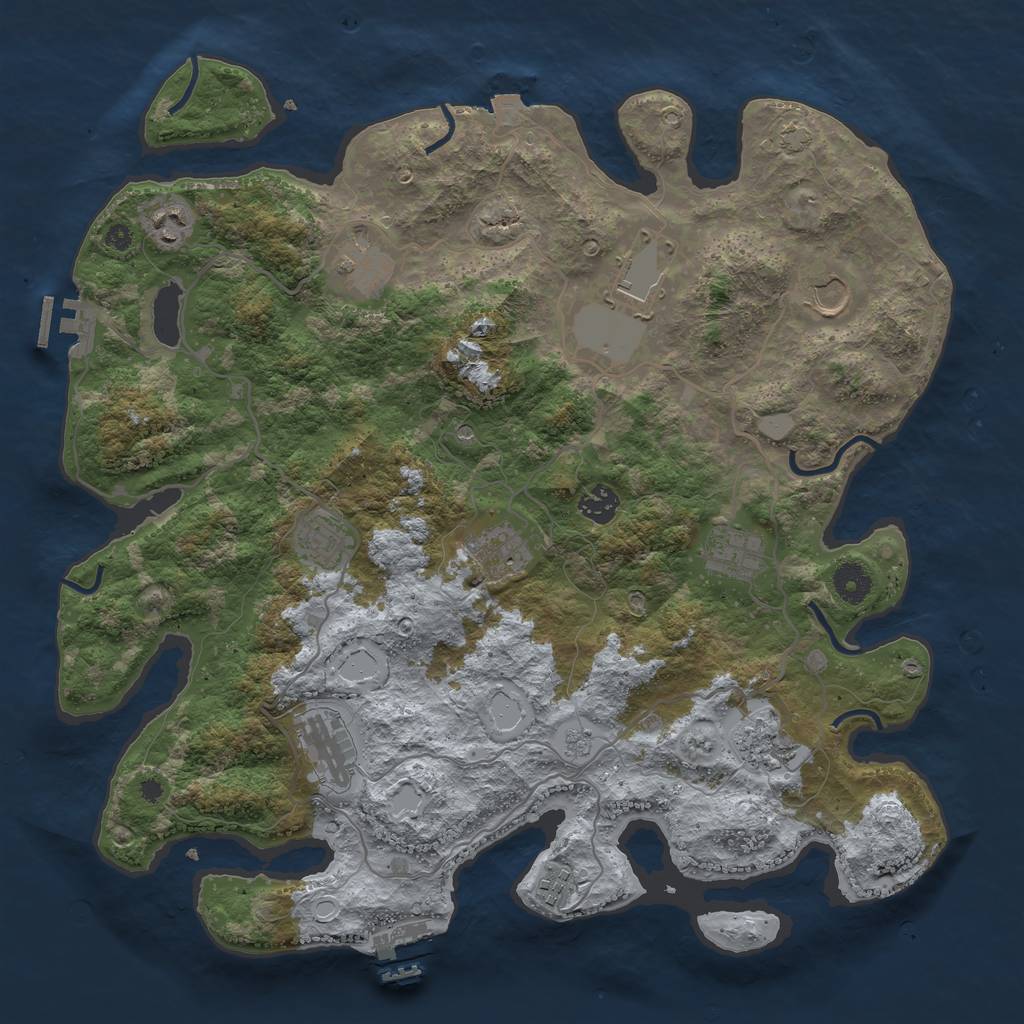 Rust Map: Procedural Map, Size: 4000, Seed: 1356455399, 19 Monuments