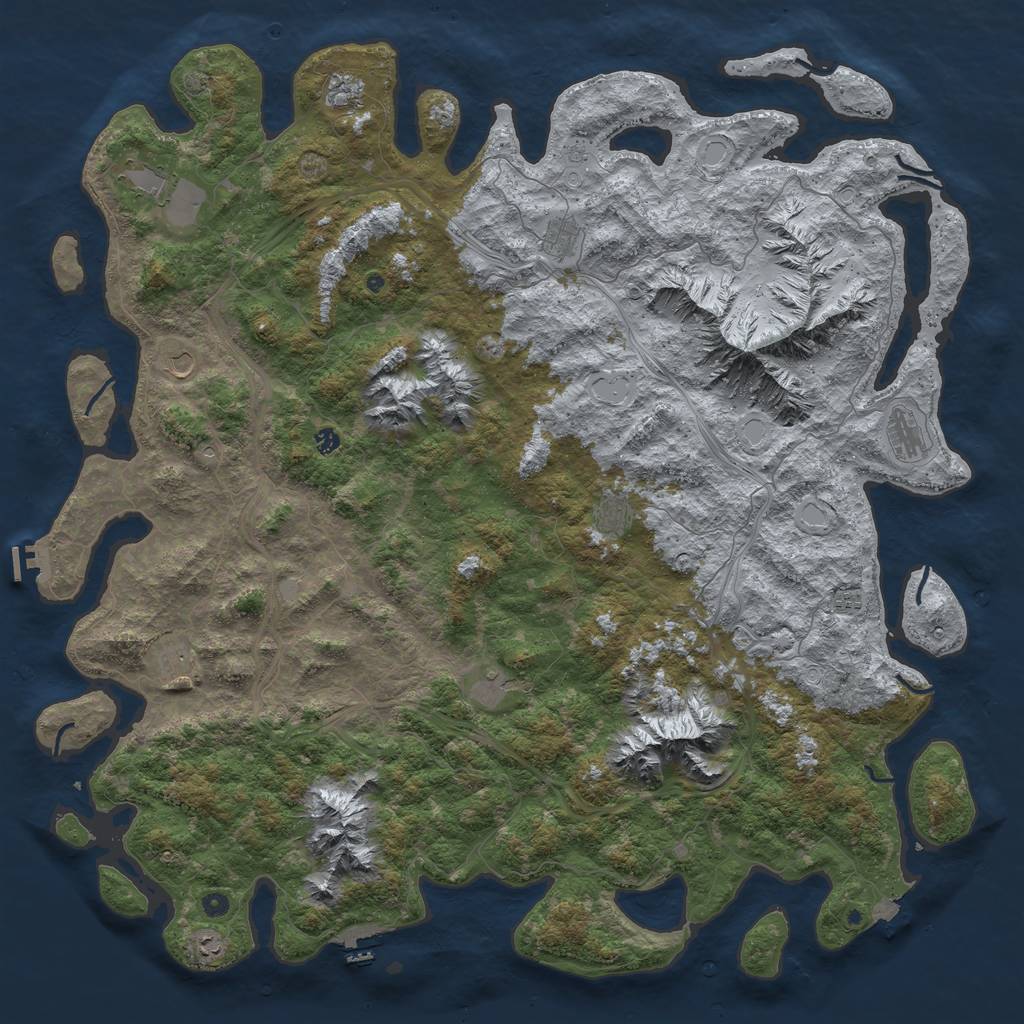 Rust Map: Procedural Map, Size: 6000, Seed: 9876510, 19 Monuments