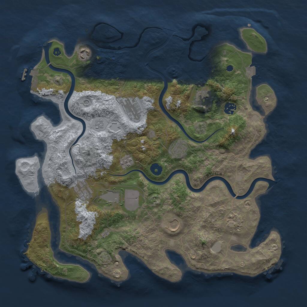 Rust Map: Procedural Map, Size: 3850, Seed: 691989400, 15 Monuments