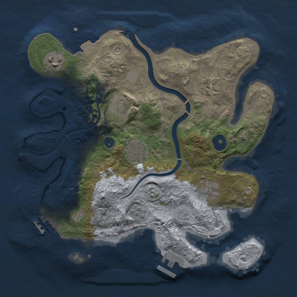 Rust Map: Procedural Map, Size: 3000, Seed: 1389272151, 12 Monuments