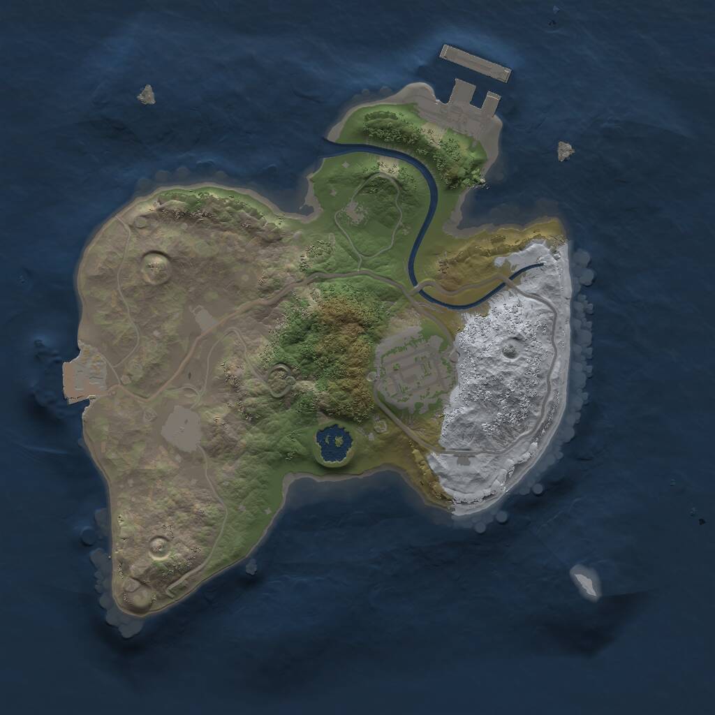 Rust Map: Procedural Map, Size: 2000, Seed: 1792204020, 3 Monuments