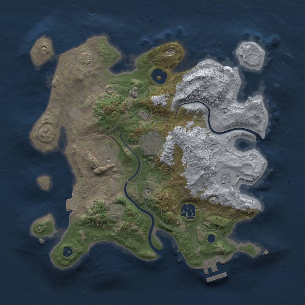 Rust Map: Procedural Map, Size: 3000, Seed: 33932, 8 Monuments