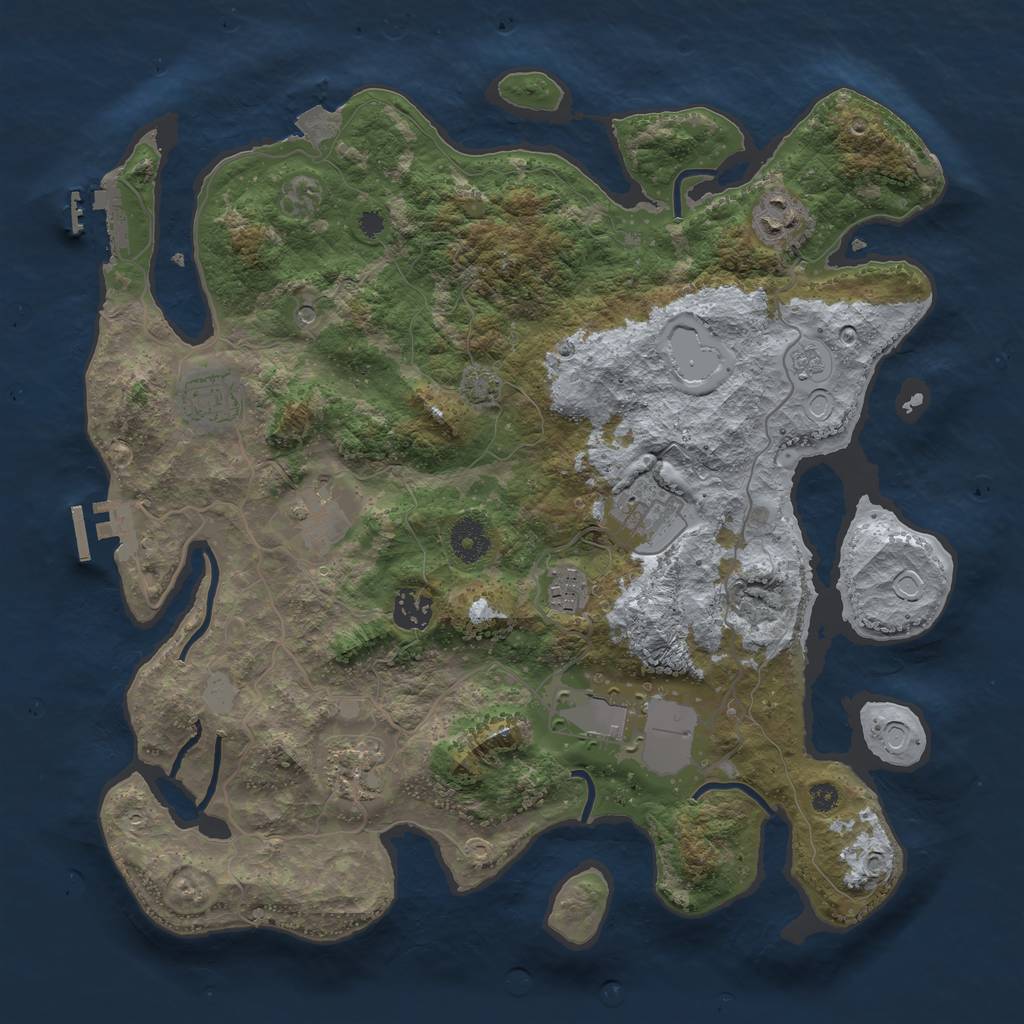 Rust Map: Procedural Map, Size: 3700, Seed: 23082024, 16 Monuments