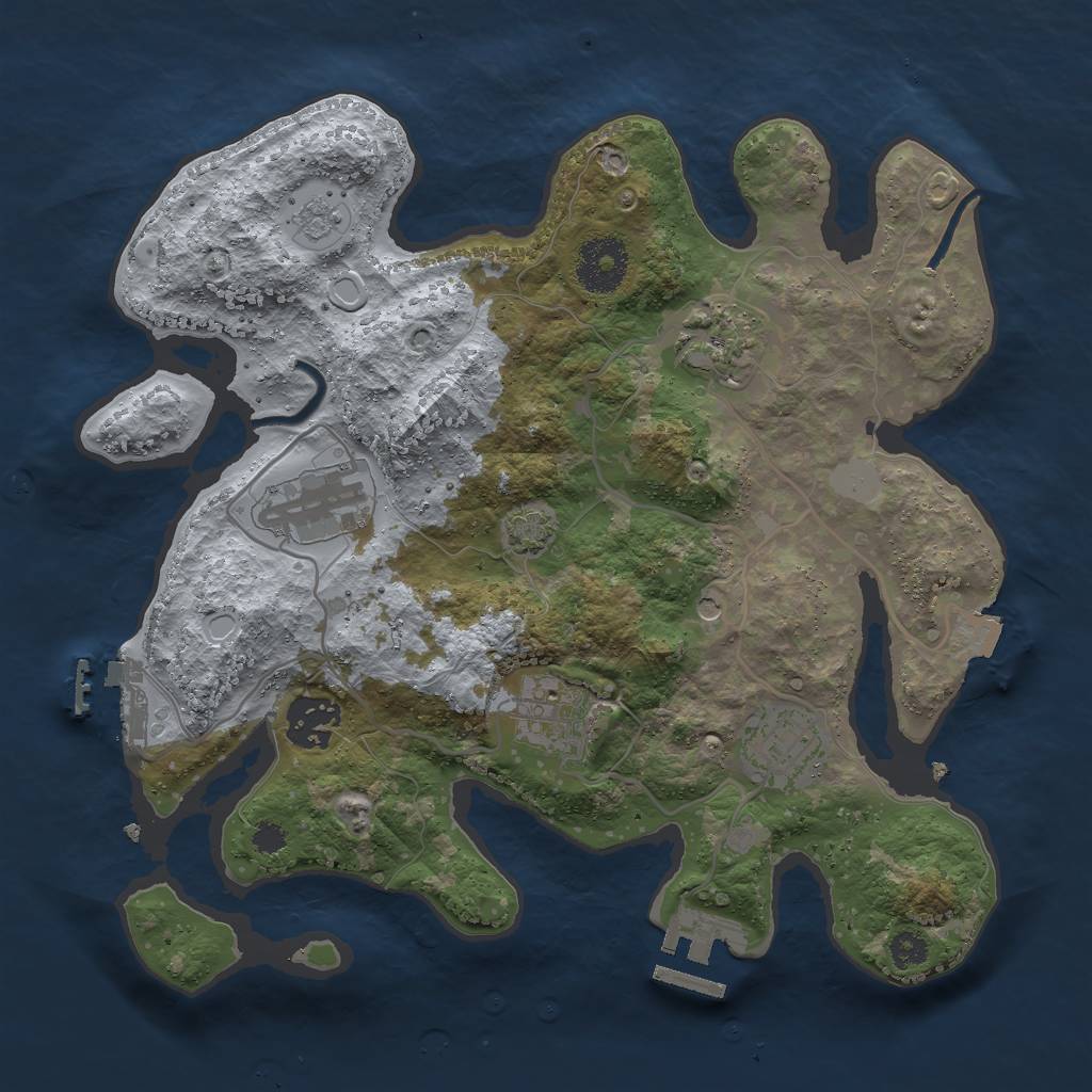 Rust Map: Procedural Map, Size: 3000, Seed: 854325, 13 Monuments